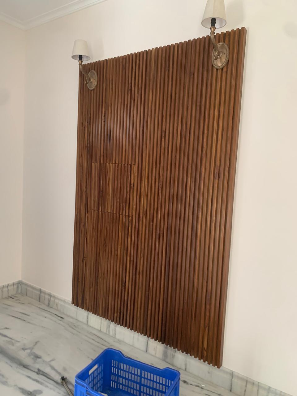 Wooden slat wall paneling